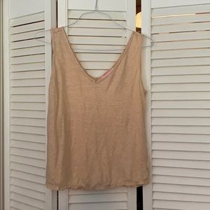 Lilly Pulitzer Gold 100% linen sleeveless blouse